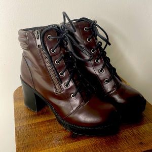 Brown heeled booties